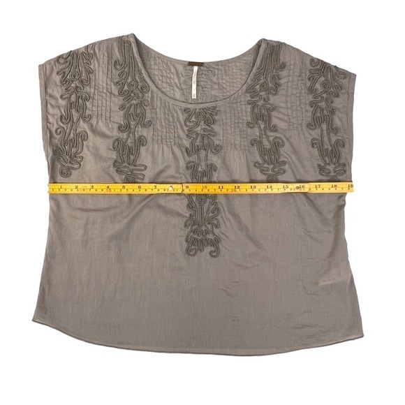 Free People Tan / Nude Embroidered Quills Cropped Top Size Small - Picture 14 of 16